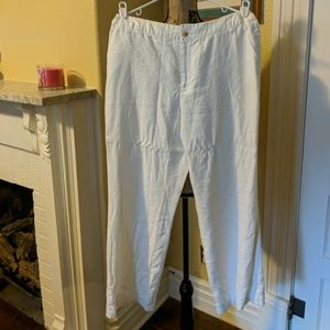 White linen dress pants